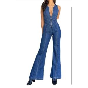 Amazon Women Bodycon Denim Jumpsuit Size Large NWOT